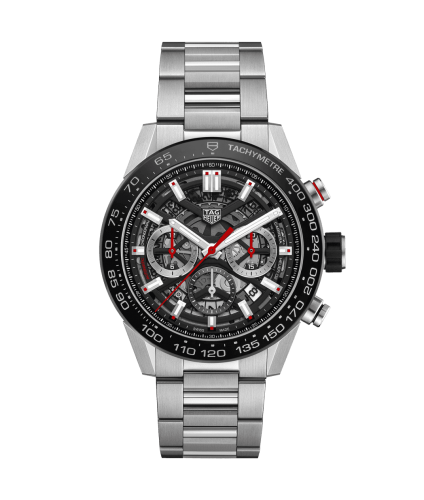 TAG Heuer Carrera Calibre Heuer 02 45 Stainless Steel / Black Ceramic / Skeleton / Bracelet